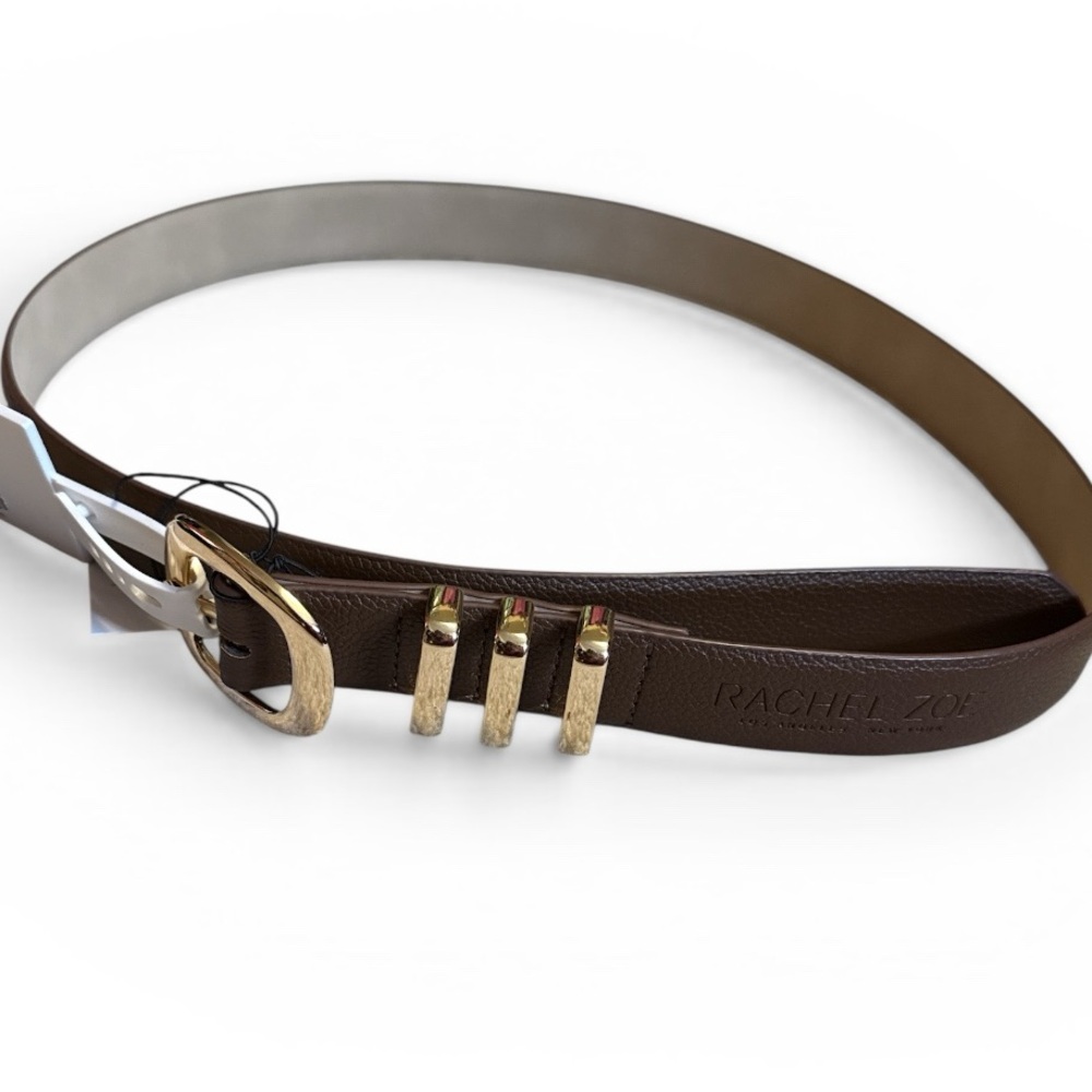 Rachel Zoe Dark Brown Belt with Gold Accents, new - Picture 1 of 6